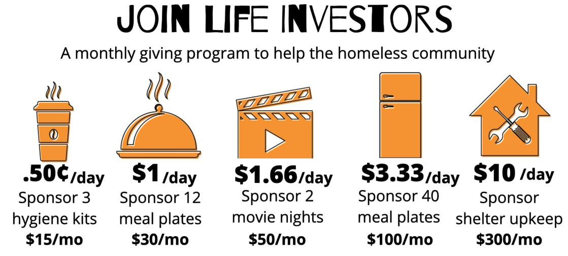 Join life investors program to invest in homeless lives at iTS HUH Ministry. In The Streets Hands Up High Ministry